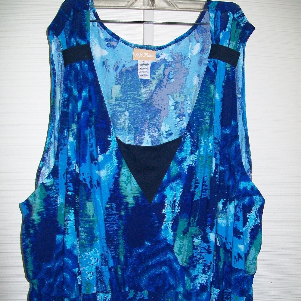 Maxi Blue Knit Summer Dress 5X Sleeveless Church